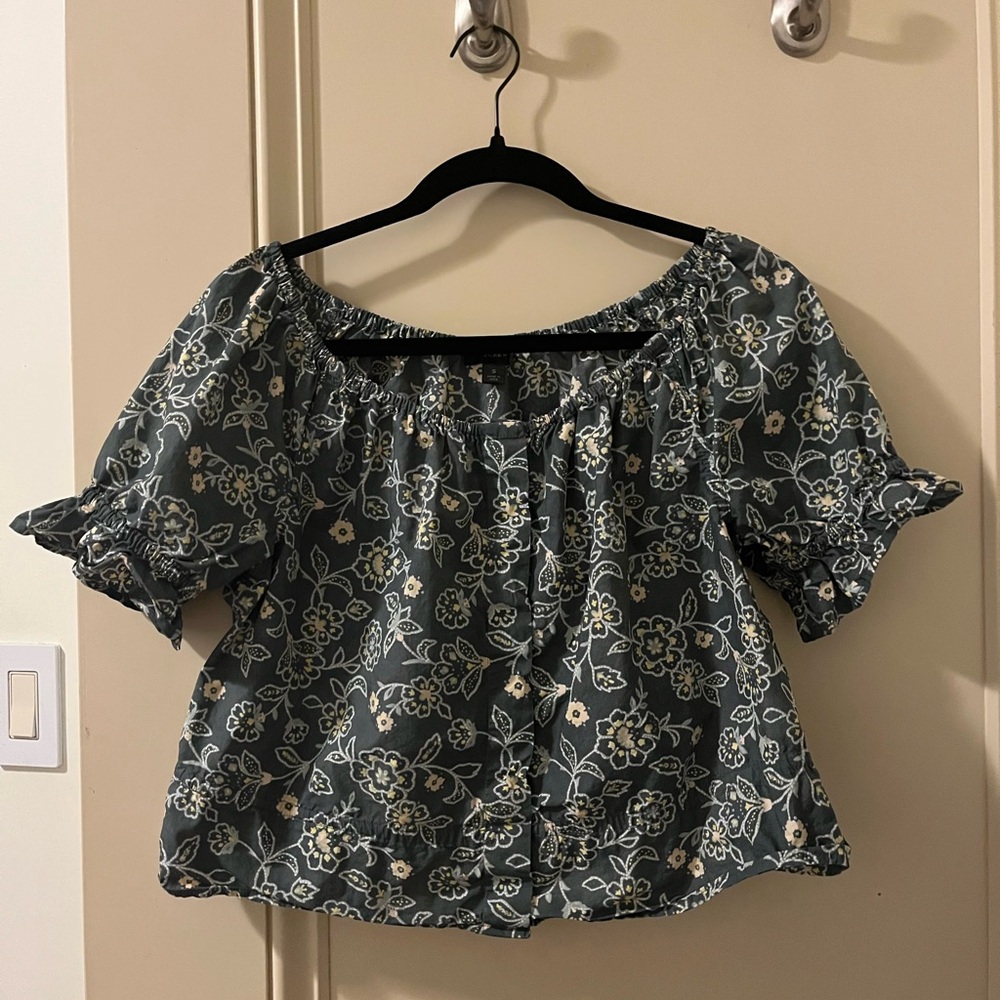 J Crew Floral Off-Shoulder Top